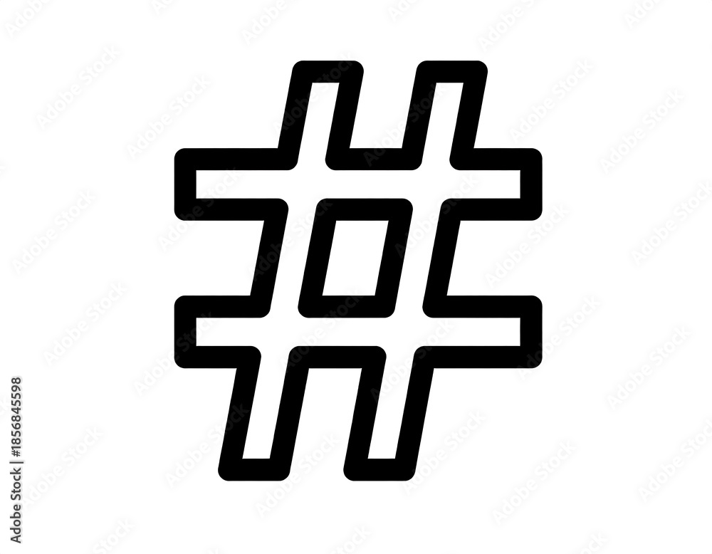 Fototapeta premium Bold, outlined symbol. Thick, black lines form the shape against a white background. The geometric figure is a standard typographic mark
