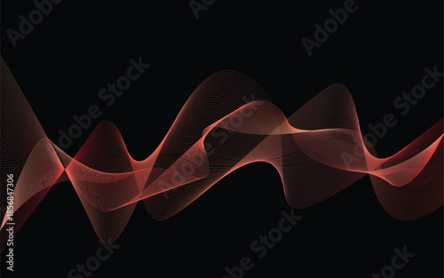 Black background with orange waves, shimmering