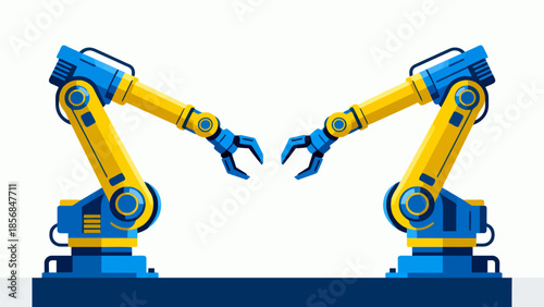 Two robotic arms in industrial setting