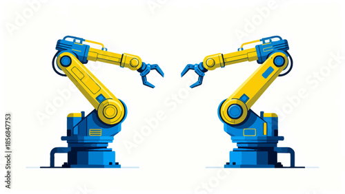 Two robotic arms in industrial design
