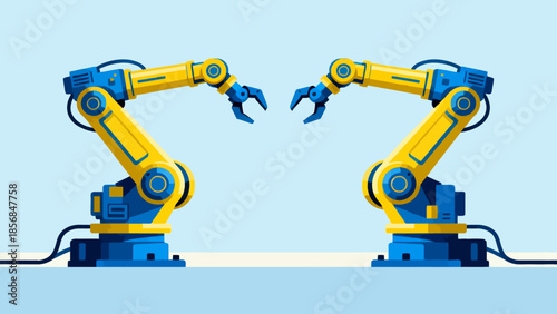 Two robotic arms facing each other
