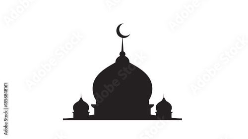 A classic mosque silhouette with a crescent moon at its peak, perfectly embodying the spirit of worship, reflection, and community during ramadhan