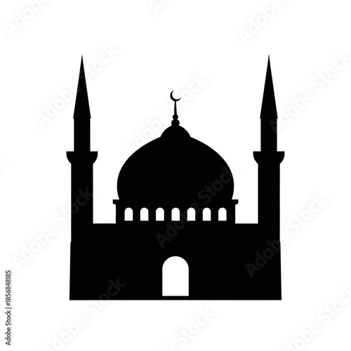 Sacred mosque silhouette symbolizing prayer and spiritual reflection during the holy month of ramadhan, a timeless architectural emblem of Islamic faith