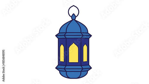 Wallpaper Mural Vibrant blue and yellow illuminated lantern vector illustration, symbolizing the spirit of holy Ramadhan festivities, perfect for greetings and Islamic celebrations Torontodigital.ca
