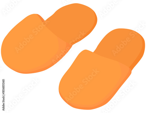 オレンジ色のシンプルなスリッパのイラスト ベクター素材