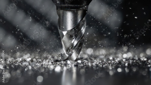 Close-up of a milling machine cutting metal with precision.