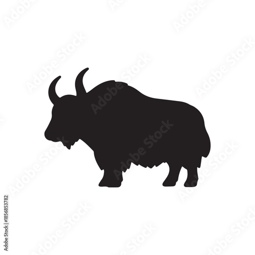 Yak silhouette icon vector flat design