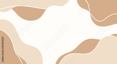 Abstract Organic Shapes Background, Beige and Cream Swirls, Minimalist Design