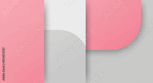Abstract Geometric Shapes Pastel Pink and Gray Background with Shadows