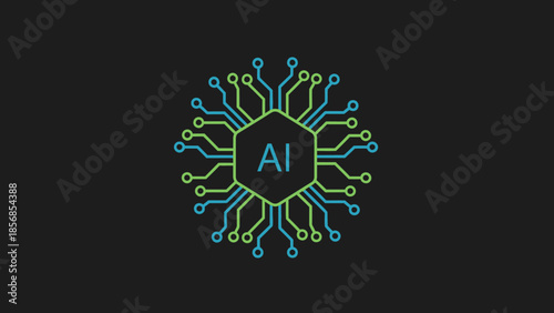 Modern artificial intelligence (AI) brain processor concept representing advanced digital neural networks and futuristic computing technology