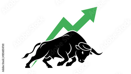 Minimal flat vector icon set representing bull and bear market trends