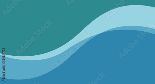 Abstract flowing waves background, teal and blue colors, smooth curves, modern design