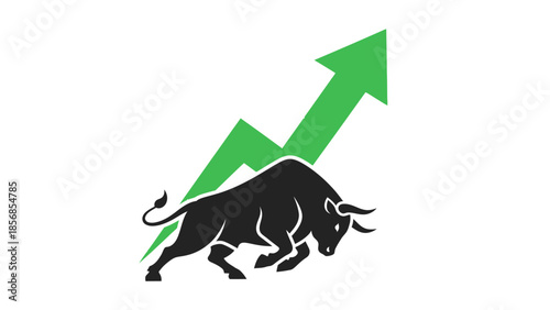 Minimal flat vector icon set representing bull and bear market trends