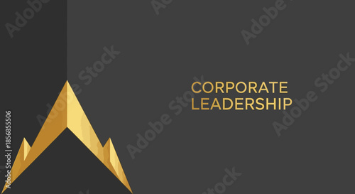 Golden Mountain Peak Symbolizing Corporate Leadership and Success on Dark Background