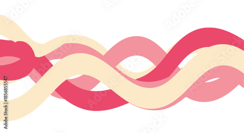 Abstract Pink and Cream Wavy Ribbon Flow Background
