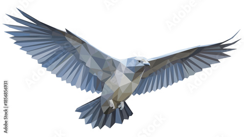 Geometric low poly bird design with outstretched wings