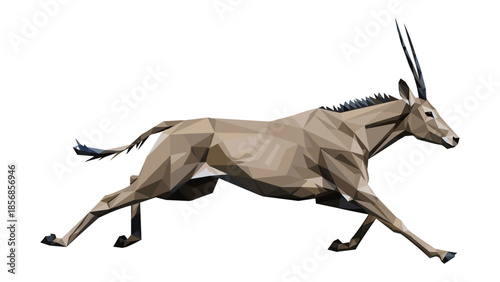 Geometric low poly antelope in motion capturing dynamic wildlife art
