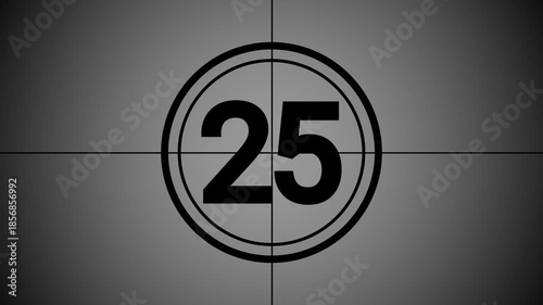 Thirty Seconds Old Film Circular Countdown Animation Vintage Black Background. 4K Video