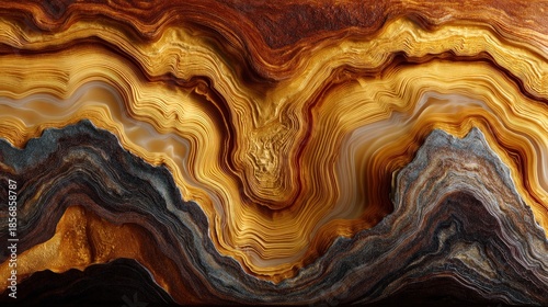 Wallpaper Mural Rich undulating layers of gold and dark earth tones form a striking abstract geological pattern Torontodigital.ca