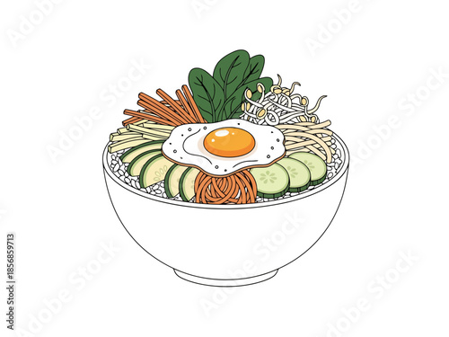Wholesome Korean Rice Bowl Culinary Art