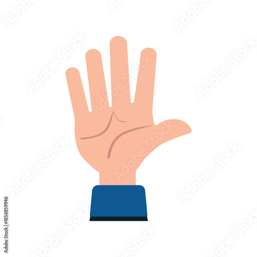 A cartoon hand with palm facing forward and fingers spread apart