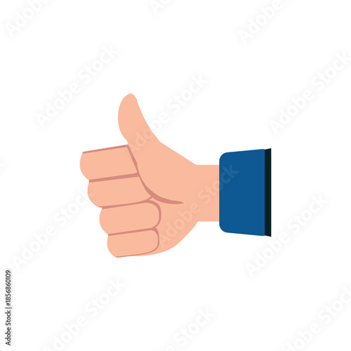 A cartoon hand giving a thumbs up gesture in a blue sleeve