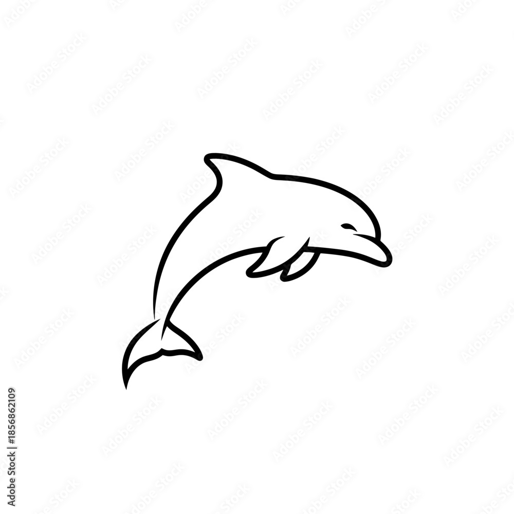 Fototapeta premium Simple Line Art Dolphin Leaping Out of Water Minimalist Aquatic Mammal Design