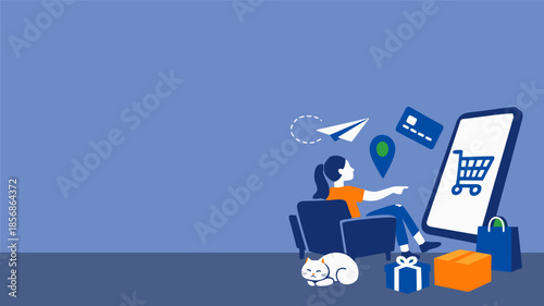 Online Shopping and Mobile Commerce Concept