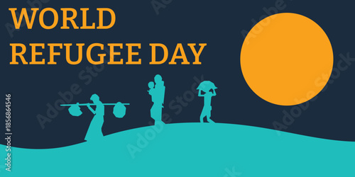 World refugee day background. Refugee template banner
