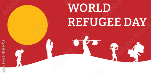 World refugee day background. Refugee template banner