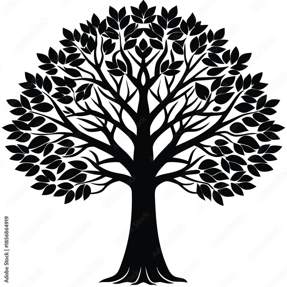 Obraz premium Decorative Tree Silhouette Icon in Single Color 