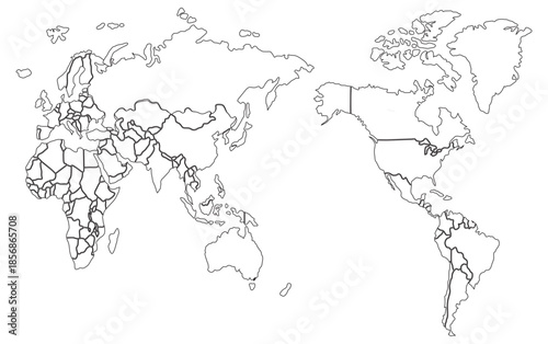 World Map Outline with Country Borders