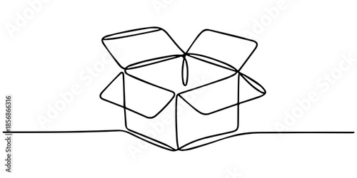 Carton box one line continuous drawing. Cardboard box continuous one line illustration, Cardboard box continuous one line drawing. Online shopping, fast delivery concept in simple linear style. Vector