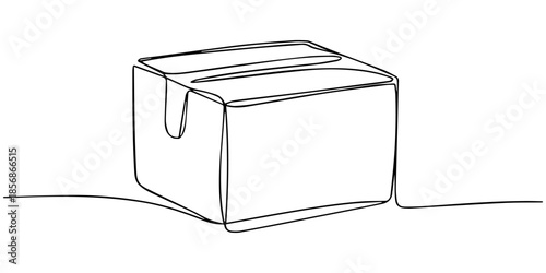 Carton box one line continuous drawing. Cardboard box continuous one line illustration, Cardboard box continuous one line drawing. Online shopping, fast delivery concept in simple linear style. Vector