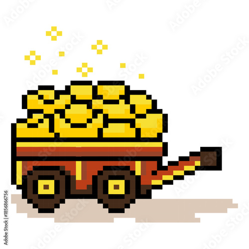 Pixel Gold Cart Wealth Icon