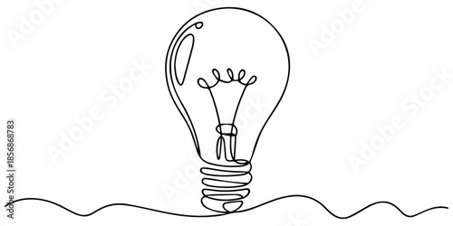 Light bulb isolated on white light bulb one line outline vector art illustration Continuous one line drawing Editable stroke, Light bulb in one continuous line art style illustration. Light bulb one
