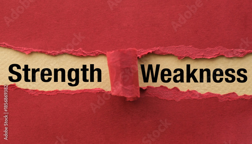 Foto Strengths and weaknesses are shown using the text as business concept