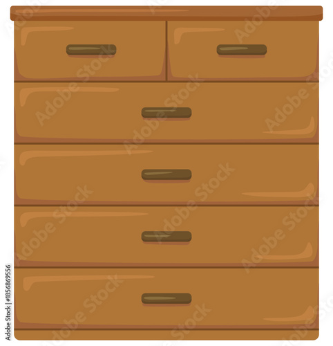 シンプルな木製のタンスのイラスト ベクター素材