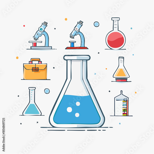 Pack d'Icônes vectorielles de laboratoire – style minimaliste et scientifique