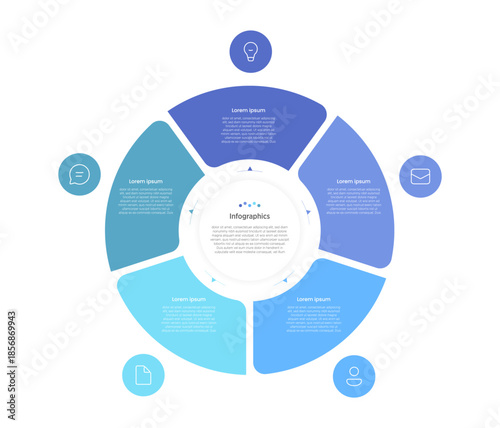 5 new circle infographics feature fresh 2025 designs with five circular elements for processes, data visualization, or cycles, ideal for PowerPoint slides .
