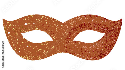 Sparkling masquerade mask in red and gold glitter with starburst highlights