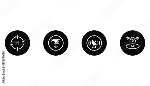 Helicopter pad symbol for airfield in circle isolated on transparent background.
