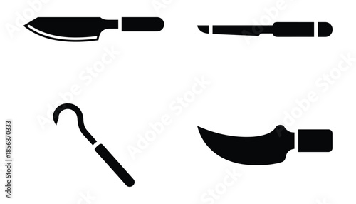 Surgical instrument icons set isolated on transparent background in vector format.