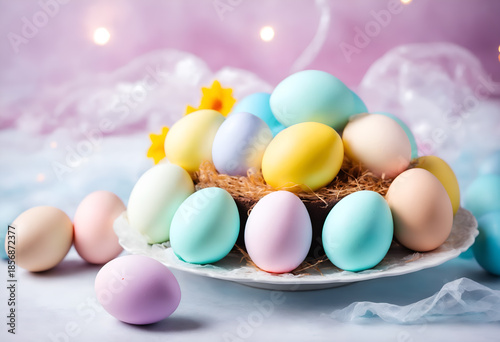 Colorful painted easter eggs