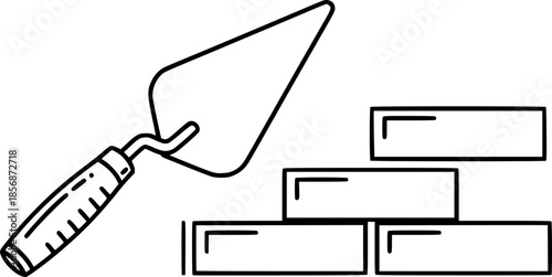 bricks trowel icon vector illustration
