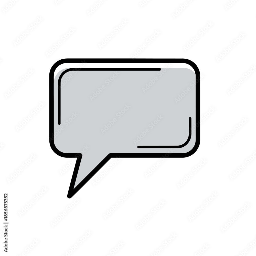 Naklejka premium Simple Gray Speech Bubble Icon Illustration.