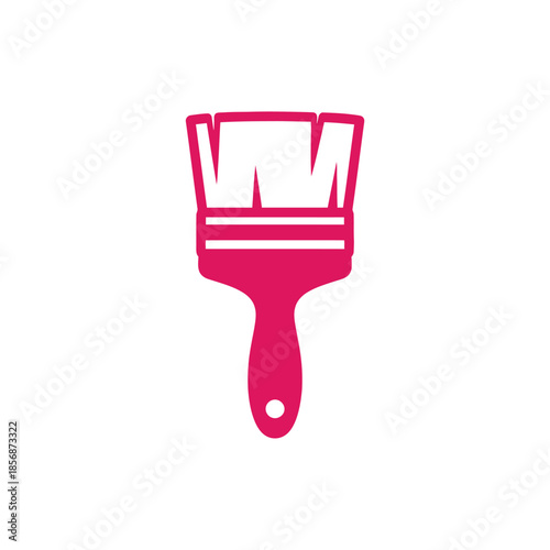 Red Paintbrush with White Bristles.