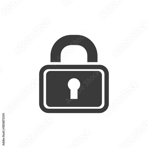 Simple Black Padlock Icon with Keyhole.