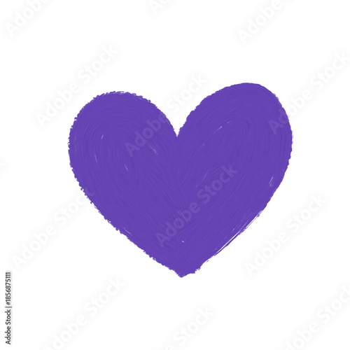 Ilustración CORAZON violeta textura sin fondo asimétrico. Original, dbujo a mano
