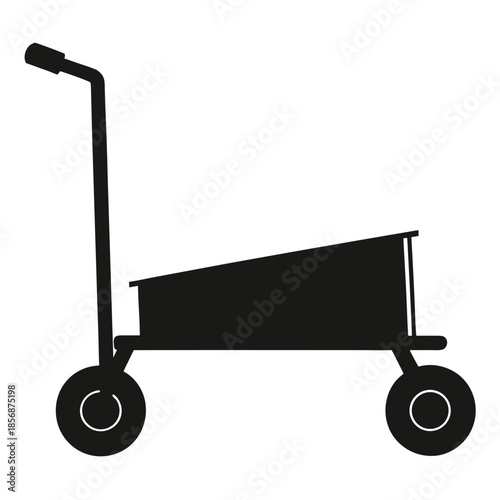 Black silhouette of old wheeled dolly with handle cart